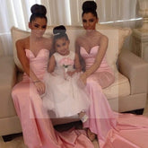 Cheap Simple Mermaid Sweet Heart Sexy Pink Long Wedding Guest Dresses for Maid of Honor, WG142