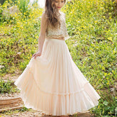 2 Pieces Sequin Top Chiffon Skirt Flower Girl Dresses, Junior Bridesmaid Dresses, FG059