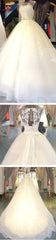 Cheap Popular Stunning Ivory Lace Top A-line Wedding Dresses, Bridal Gown, WD0017