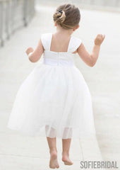 A-line Sleeveless Square Neck Tea-Length Flower Girl Dresses, FG0108