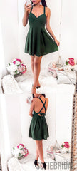 A-line Spaghetti Straps Backless Short Chiffon Homecoming Dress, HD0140