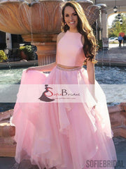 2 Pieces Satin Top Organza Prom Dresses, Simple Design Popular Prom Dresses, Prom Dress, PD0429
