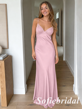 Blush Pink Satin Lace Slip Dress Formal Evening Maxi Gown, PD1296