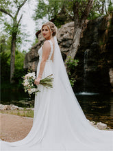 A-line V-neck Sleeveless Lace Top Backless Long Wedding Dresses, WD0498