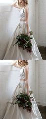 2 Pieces Satin Prom Dresses,Simple Wedding Dresses.PD0344