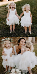 A-line Scoop Neck Sleeveless Lace Top Flower Girl Dresses, FG0100