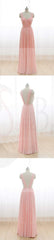 Cheap Junior Long Chiffon Pink Off Shoulder Sweet Heart Open Back Bridesmaid Dresses, WG21