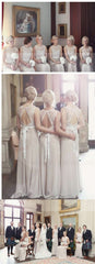 Charming Open Back Lace Top Illusion Cheap Long Wedding Party Dress Gown Bridesmaid Dresses, WG039