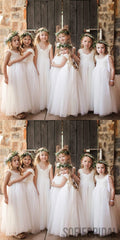 A-line Straps Ankle-length Lace Top Tulle Flower Girl Dresses, FG0102