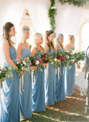 Blue Chiffon Bridesmaid Dresses, Wedding Guest Dresses, Long Bridesmaid Dresses, PD0359