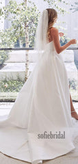 Cheap Sweetheart A-line Satin Long Wedding Dresses Online,SFWD0025