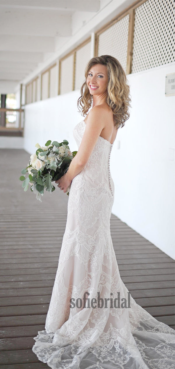 Cheap Sweetheart Mermaid Lace Long Wedding Dresses Online,SFWD0026