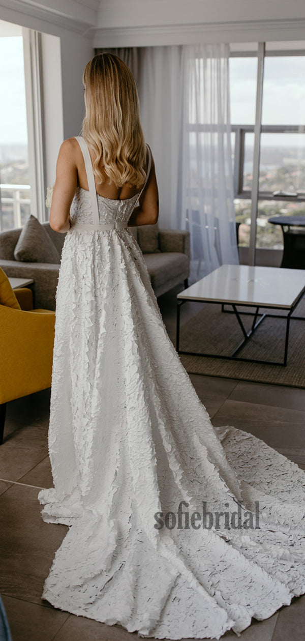 Cheap Spaghetti Straps Lace Long Wedding Dresses Online,SFWD0028
