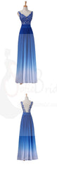 Chiffon Prom Dresses, Gradient Dresses, Blue Prom Dresses, Lace Appliques Prom Dresses, Party Dresses, Evening Dresses, Long Prom Dress