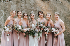 A-line Spaghetti Straps V-neck Sleeveless Long Bridesmaid Dresses, BD1098