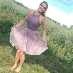 Dusty Purple Beaded Homecoming Dresses, Popular Simple Homecoming Dresses, Homecoming Dresses, SF0103
