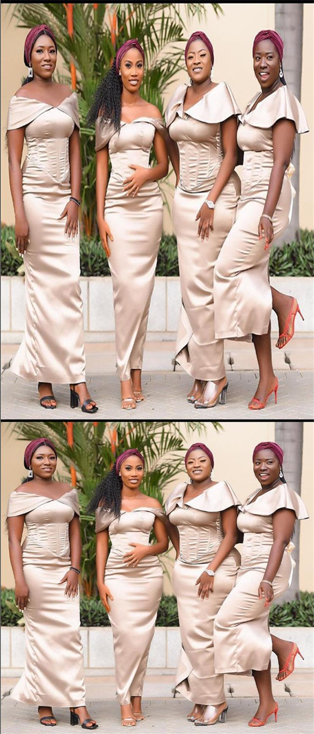 Charming Off Shoulder Back Slit Floor Length Bridesmaid Dresses, SFWG00430