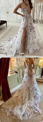 Colorful Sweetheart Tulle Prom Dress With Appliques,SFPD0188