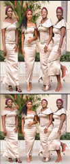 Charming Off Shoulder Back Slit Floor Length Bridesmaid Dresses, SFWG00430