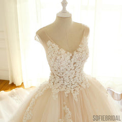 Cap Sleeve Lace Long Custom Cheap Custom Wedding Dresses, WD307